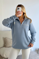 Good health baby blue printed 3/4 sweater and legging set