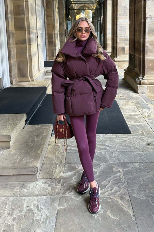 ALASKA BURGUNDY SHORT PADDED DUVET PUFFER COAT