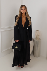 Emma black pleated midi skirt