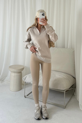 Kallie bone 3/4 sweater and ribbed legging set