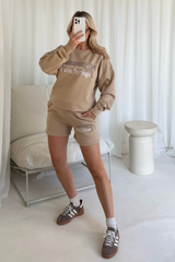 Wellness club palm springs stone embroidered sweater short lounge set