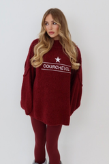 Courchevel burgundy embroidered oversized knit jumper