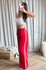Mara red side stripe wide leg trousers