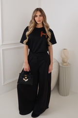 JORDAN BLACK STRAIGHT LEG TROUSERS