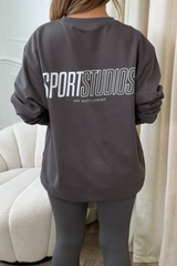 Sport studios steel grey printed sweater premium essentials