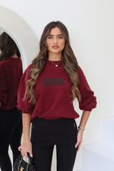Athletics burgundy knit sweater
