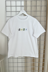 Botanical white printed heavyweight oversized t-shirt