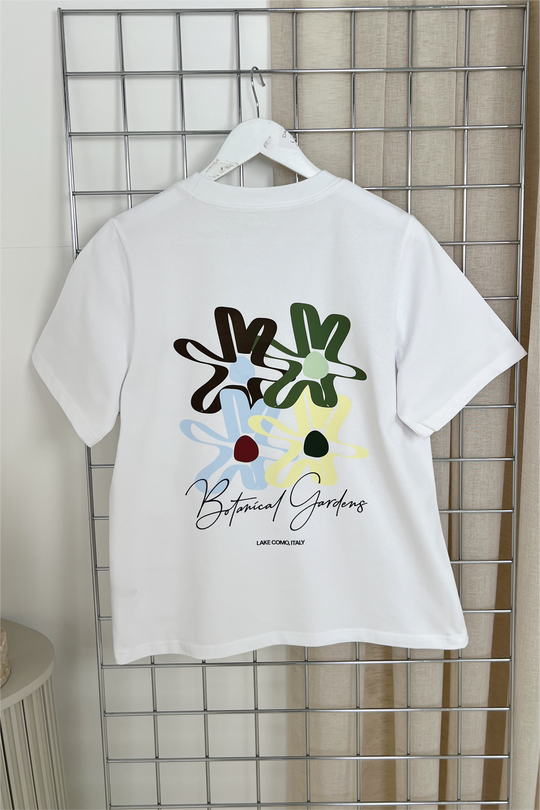Botanical white printed heavyweight oversized t-shirt