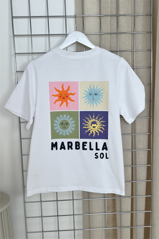 Marbella white printed heavyweight oversized t-shirt
