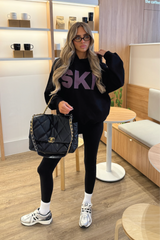 SKI ESSENTIAL BLACK PRINTED HOODIE