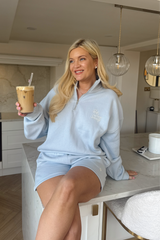 SELF LOVE SOCIETY BLUE EMBROIDERED 3/4 ZIP HANNAH BRIGGS
