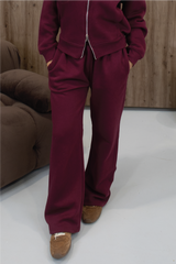GLAMIFY EVERYDAY ESSENTIAL BURGUNDY STRAIGHT LEG JOGGERS