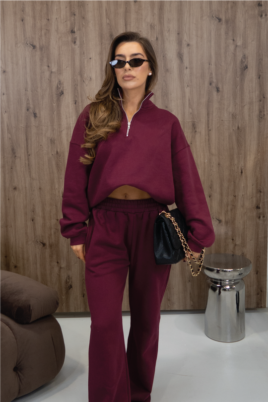 GLAMIFY EVERYDAY ESSENTIAL BURGUNDY 3/4 ZIP
