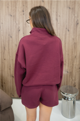 GLAMIFY EVERYDAY ESSENTIAL BURGUNDY 3/4 ZIP