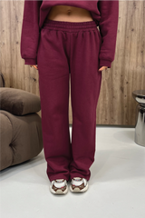 GLAMIFY EVERYDAY ESSENTIAL BURGUNDY STRAIGHT LEG JOGGERS