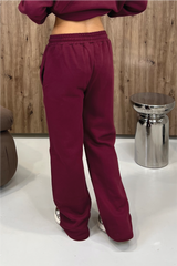 GLAMIFY EVERYDAY ESSENTIAL BURGUNDY STRAIGHT LEG JOGGERS