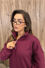 GLAMIFY EVERYDAY ESSENTIAL BURGUNDY 3/4 ZIP
