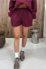 GLAMIFY EVERYDAY ESSENTIAL BURGUNDY SHORTS