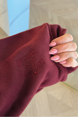 SELF LOVE SOCIETY BURGUNDY EMBROIDERED 3/4 ZIP HANNAH BRIGGS
