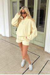 SELF LOVE SOCIETY LEMON EMBROIDERED 3/4 ZIP HANNAH BRIGGS