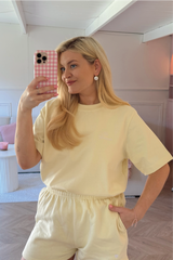 NO WORRIES LEMON EMBROIDERED HEAVYWEIGHT T-SHIRT HANNAH BRIGGS