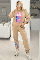 Manifesting Stone Printed Sweater Loungewear Set Loungewear