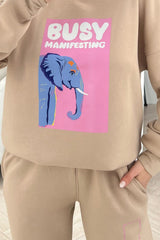 Manifesting Stone Printed Sweater Loungewear Set Loungewear