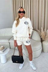 Gege Ecru Premium Hooded Short Loungewear Set Loungewear
