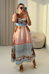 EDEN PINK SAILOR PRINT MAXI DRESS