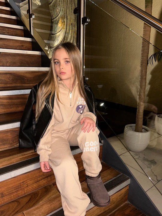 Mini stone good energy 3/4 zip sweater jogger loungewear