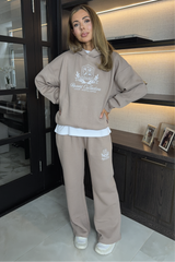 RESORT COLLECTIVE EMBROIDERED MOCHA STRAIGHT LEG JOGGER