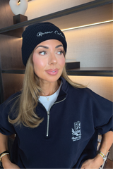 RESORT COLLECTIVE EMBROIDERED NAVY BEANIE