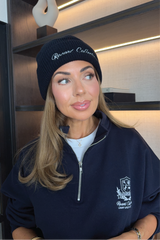 RESORT COLLECTIVE EMBROIDERED NAVY BEANIE