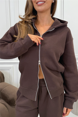 GLAMIFY EVERYDAY ESSENTIAL CHOCOLATE FULL ZIP HOODIE
