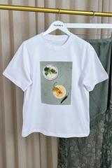 Summer Cocktail white & khaki printed heavyweight t-shirt