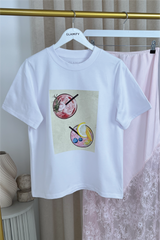 Summer Cocktail white & butter printed heavyweight t-shirt