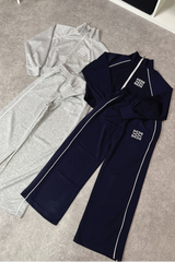 GeGe marl grey contrast piping zip through jacket & trouser loungewear