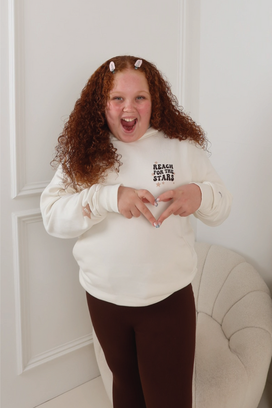 LACEY REACH FOR THE STARS IVORY PRINTED HOODIE