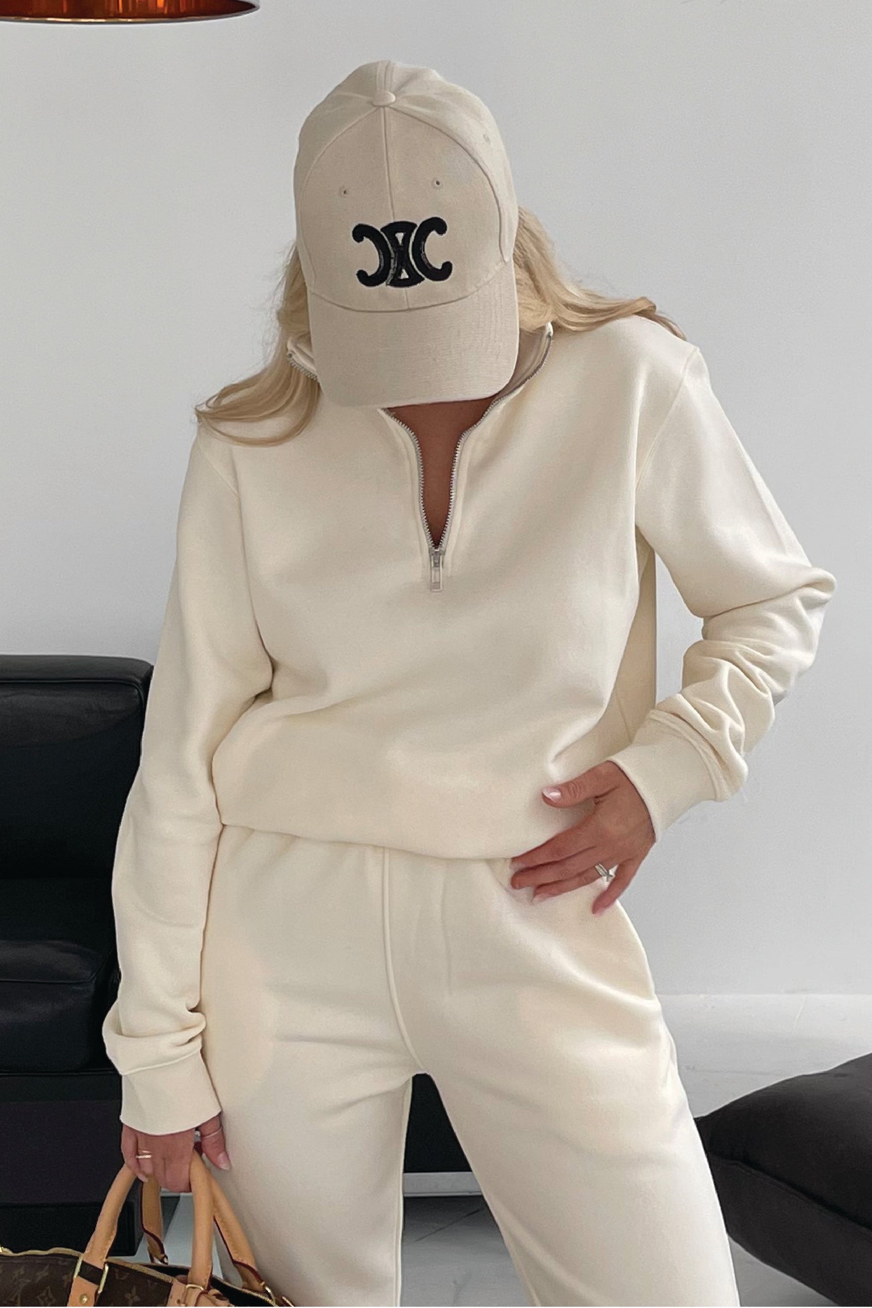 Glamify premium essential ecru relaxed hoodie main image 0