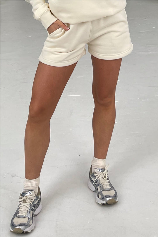 Glamify premium essential relaxed ecru shorts