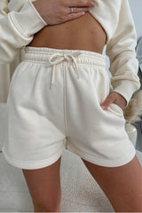 Glamify Premium Essential Relaxed Ecru Shorts Shorts