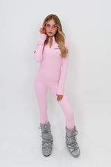 Courchevel pink embroidered ski unitard