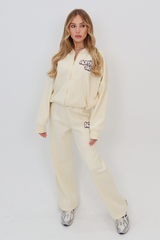 Apres Ski cream bomber jogger loungewear