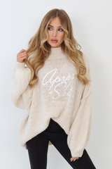Apres Ski cream embroidered oversized knit jumper