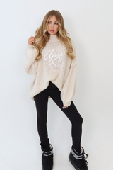 Apres Ski cream embroidered oversized knit jumper