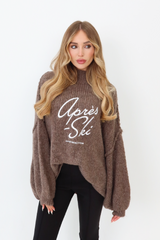 Apres Ski taupe embroidered oversized knit jumper