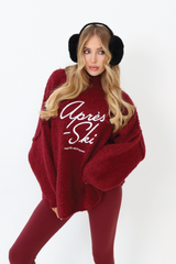 Apres Ski burgundy embroidered oversized knit jumper