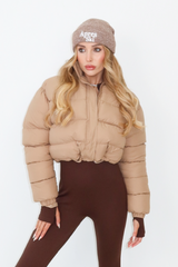 Karmin beige crop puffer coat