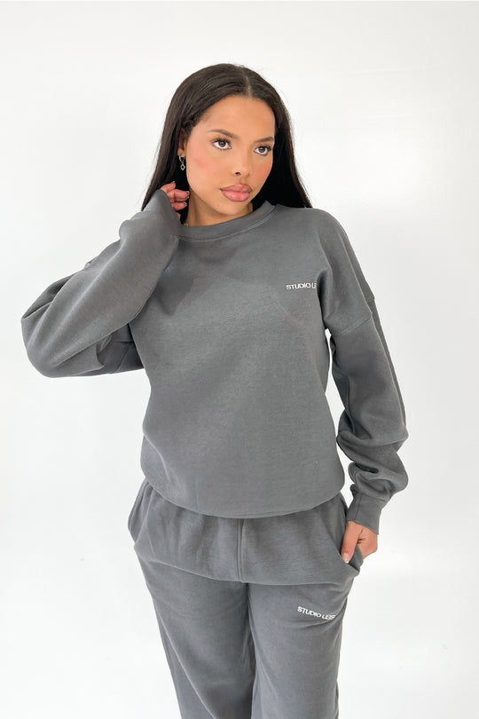 Studio Leisure essential steel grey embroidered  sweater