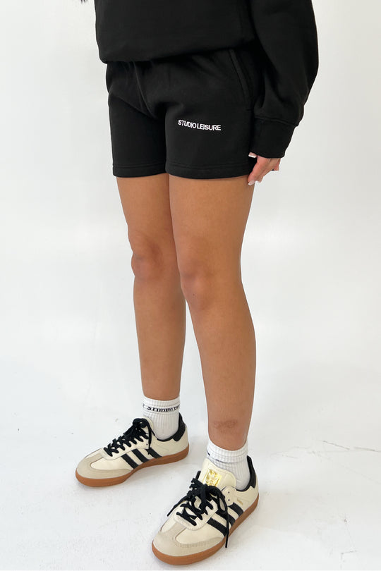 Studio Leisure essential black embroidered shorts